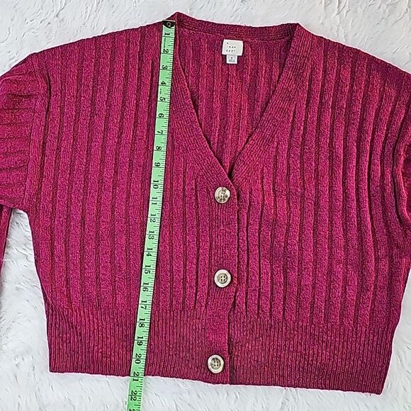 A New Day Women's Pink Ribbed Cropped Cardigan Size Small - Picture 6 of 8
